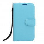 Wholesale Galaxy S6 Edge Premium Flip Leather Wallet Case with Strap (Blue)